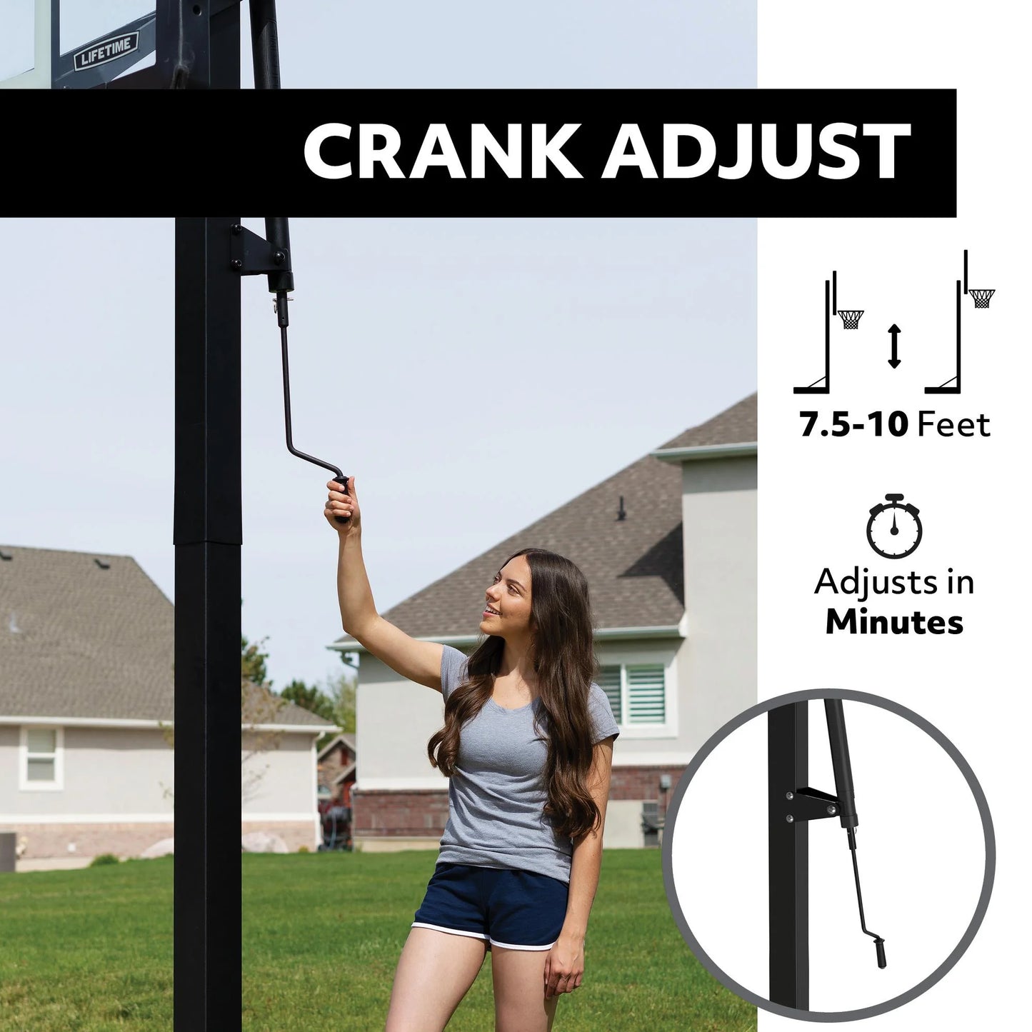 Lifetime 54-Inch Tempered Glass Bolt Down Basketball Hoop with Crank Adjustment & Ultra Rim - Model 90568-Outdoor Play