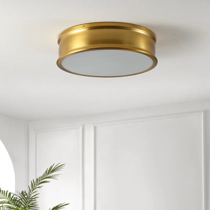 SAFAVIEH Adria 16 in. Modern 3-Light Brass Gold Iron Mount Light with Glass Shade