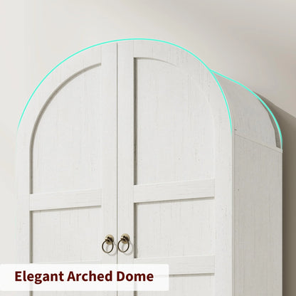 72" Tall Arched Kitchen Pantry Cabinet,Farmhouse Wood Pantry Storage Cabinet with 2 Large Drawers,Glass Door,Freestanding Versatile Pantry Cabinets Kitchens Storage Cabinets for Dining,Living Room
