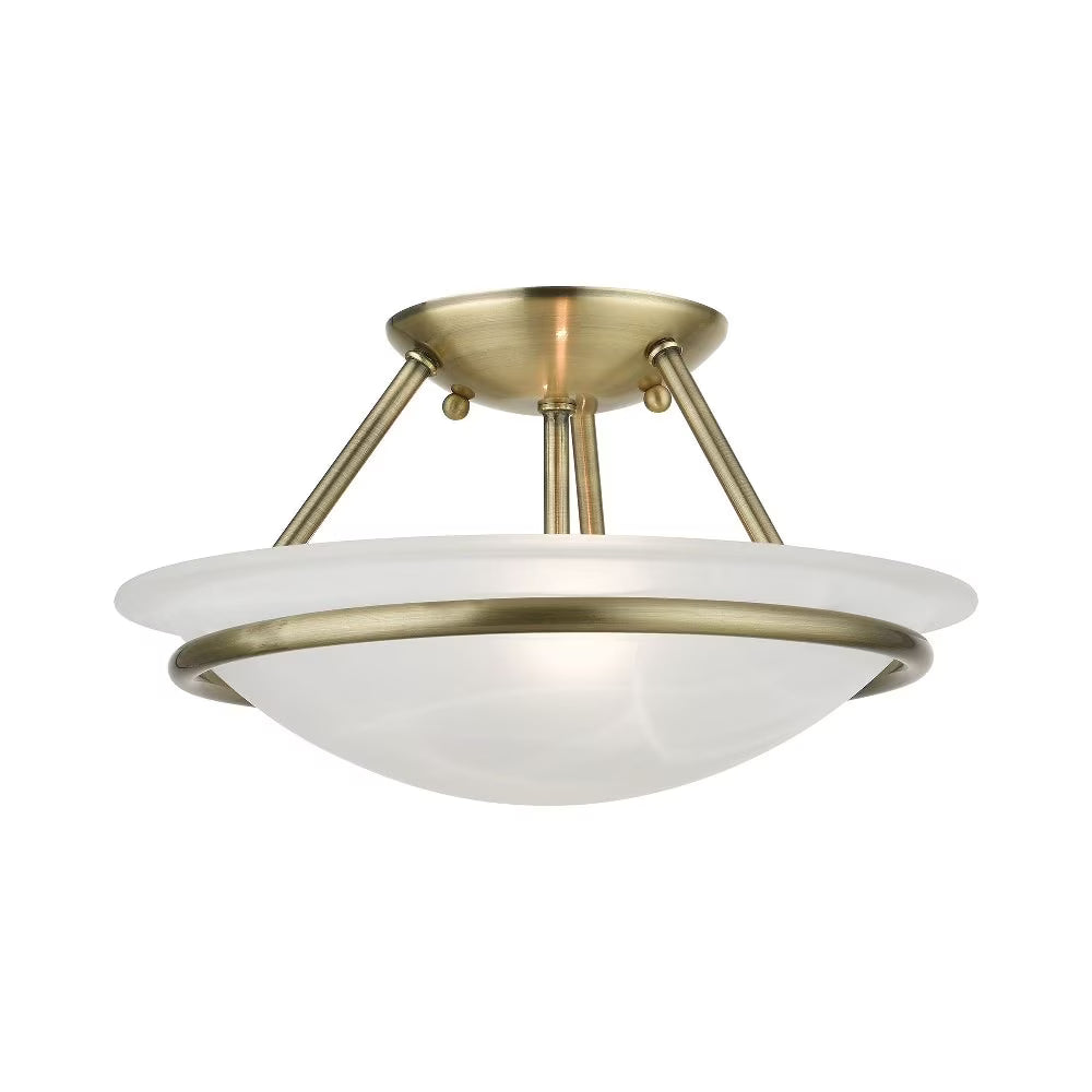 Livex Lighting Newburgh Black/White Stainless Steel/Alabaster Glass Ceiling Mount