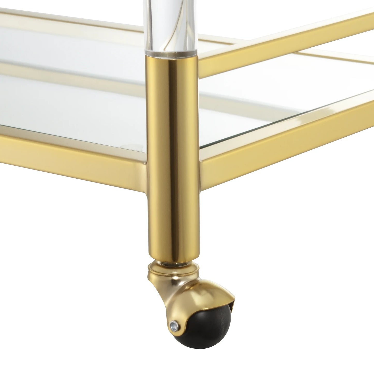 Convenience Concepts Royal Crest 2 Tier Acrylic Glass Bar Cart, Gold/Glass