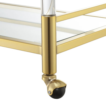 Convenience Concepts Royal Crest 2 Tier Acrylic Glass Bar Cart, Gold/Glass
