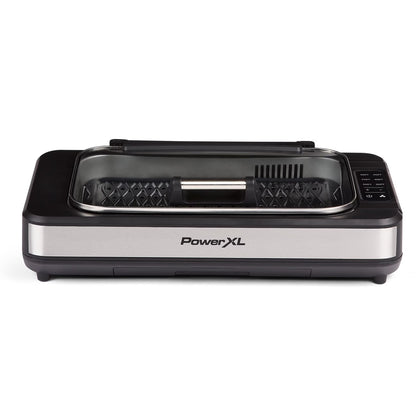 Open Box Power XL Smokeless Grill Elite Plus Indoor Electric Grill with Tempered Glass Lid, Non-Stick, Black