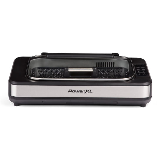 Open Box Power XL Smokeless Grill Elite Plus Indoor Electric Grill with Tempered Glass Lid, Non-Stick, Black