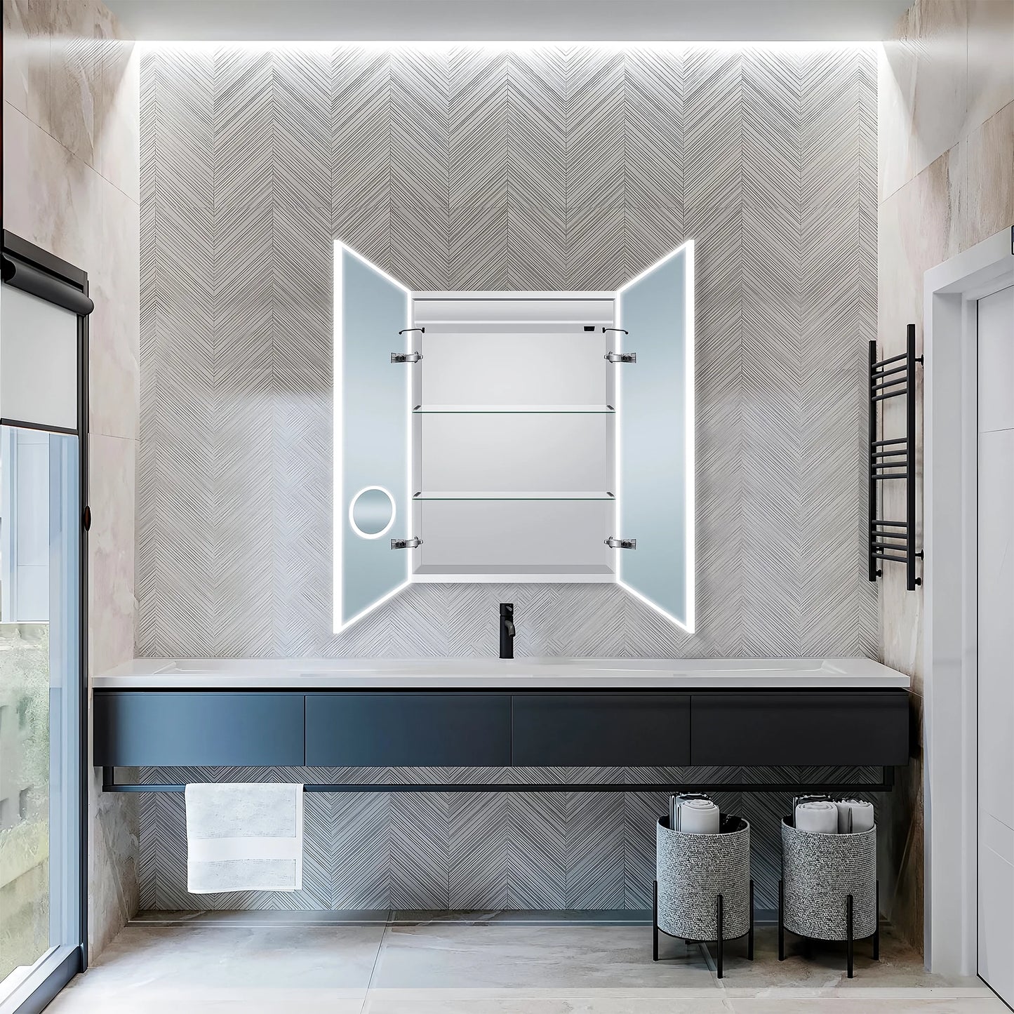 Dreamwerks 24"W x 32"H LED Bathroom Medicine Cabinet with Integrated Touch Switch and Magnifying Glass