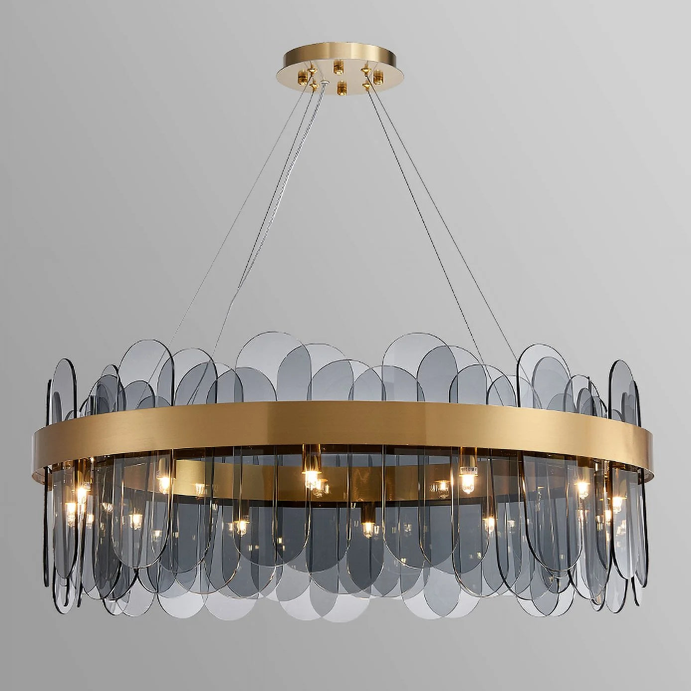 Ozarke Smoke Gray Chandelier Iron Glass Ceiling Light, Warm 3000K (Large)