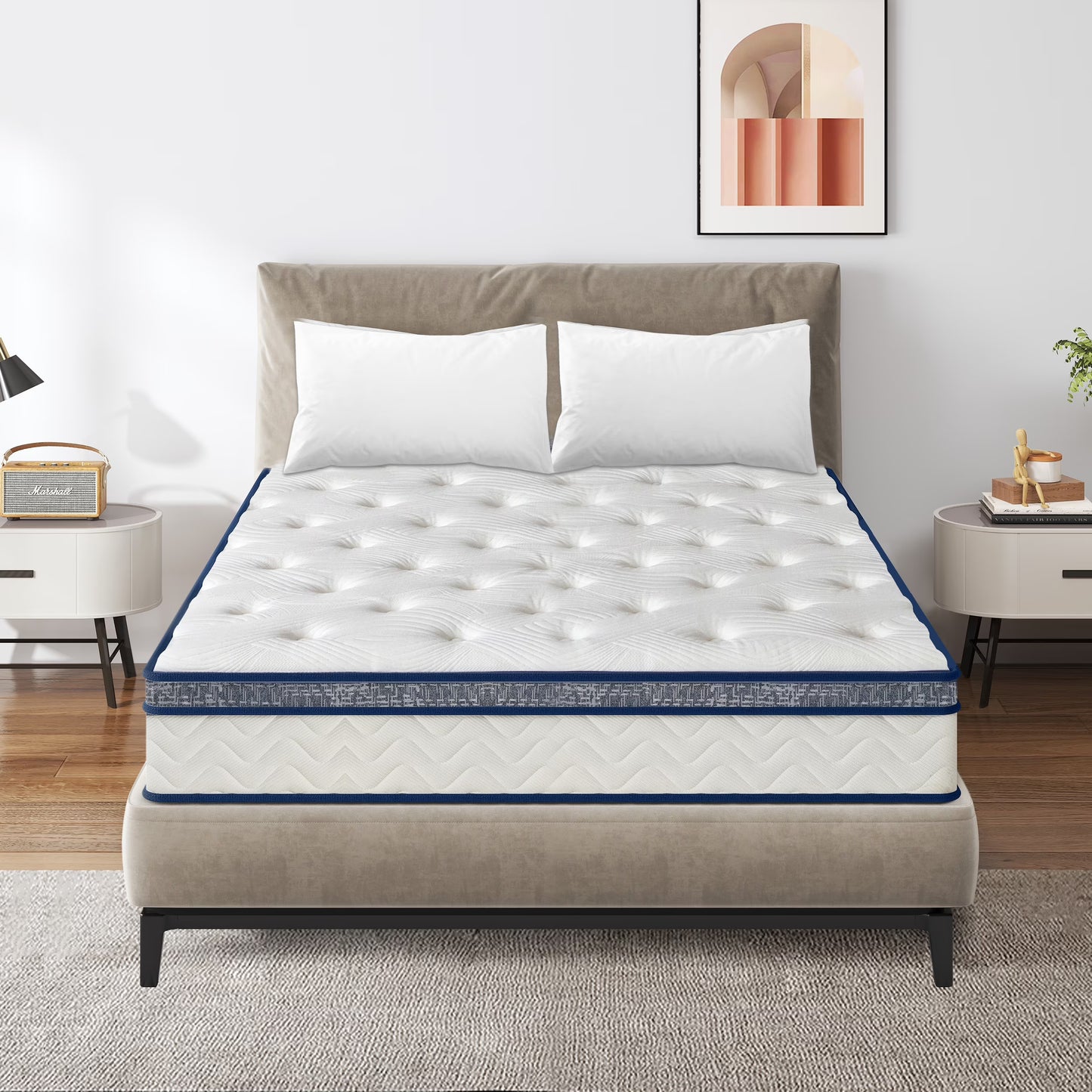 SogesPower Twin Size 10 Inch Hypoallergenic Hybrid Mattress, Breathable Medium Firm Mattress, Fiberglass Free Cooling Mattress, Individual Pocket Spring Mattress, Mattress in A Box, CertiPUR-US