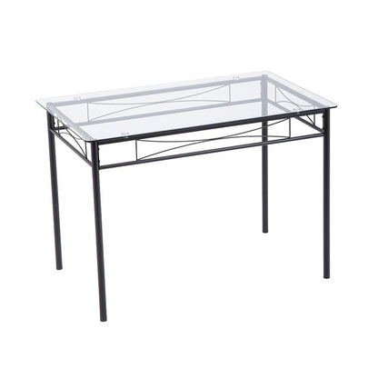 Zimtown 5 Pieces Dining Set Table with 4 Chairs Glass Diner Table with Metal Frame Kitchen Dining Room Furniture Black