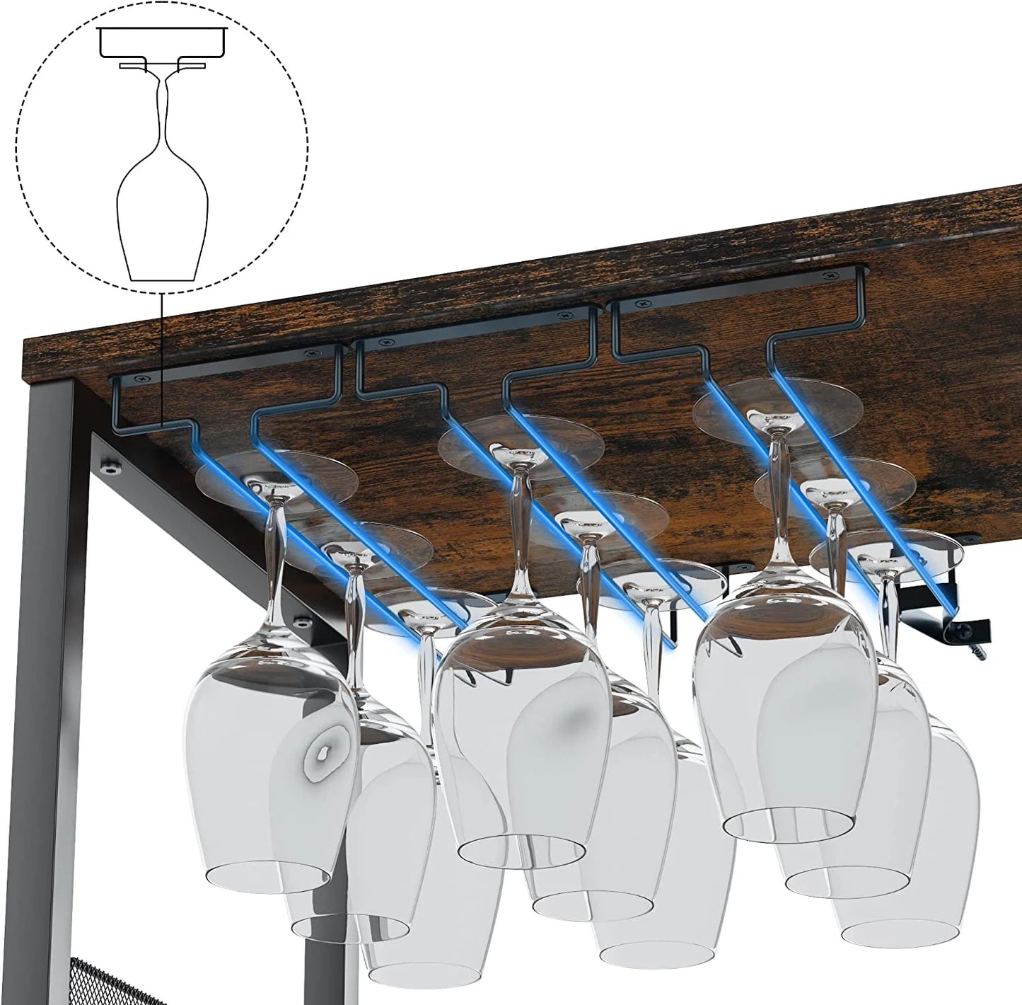 Yesfashion Wine Bar Cabinet with Glass Holder, ABS Rustic Brown
