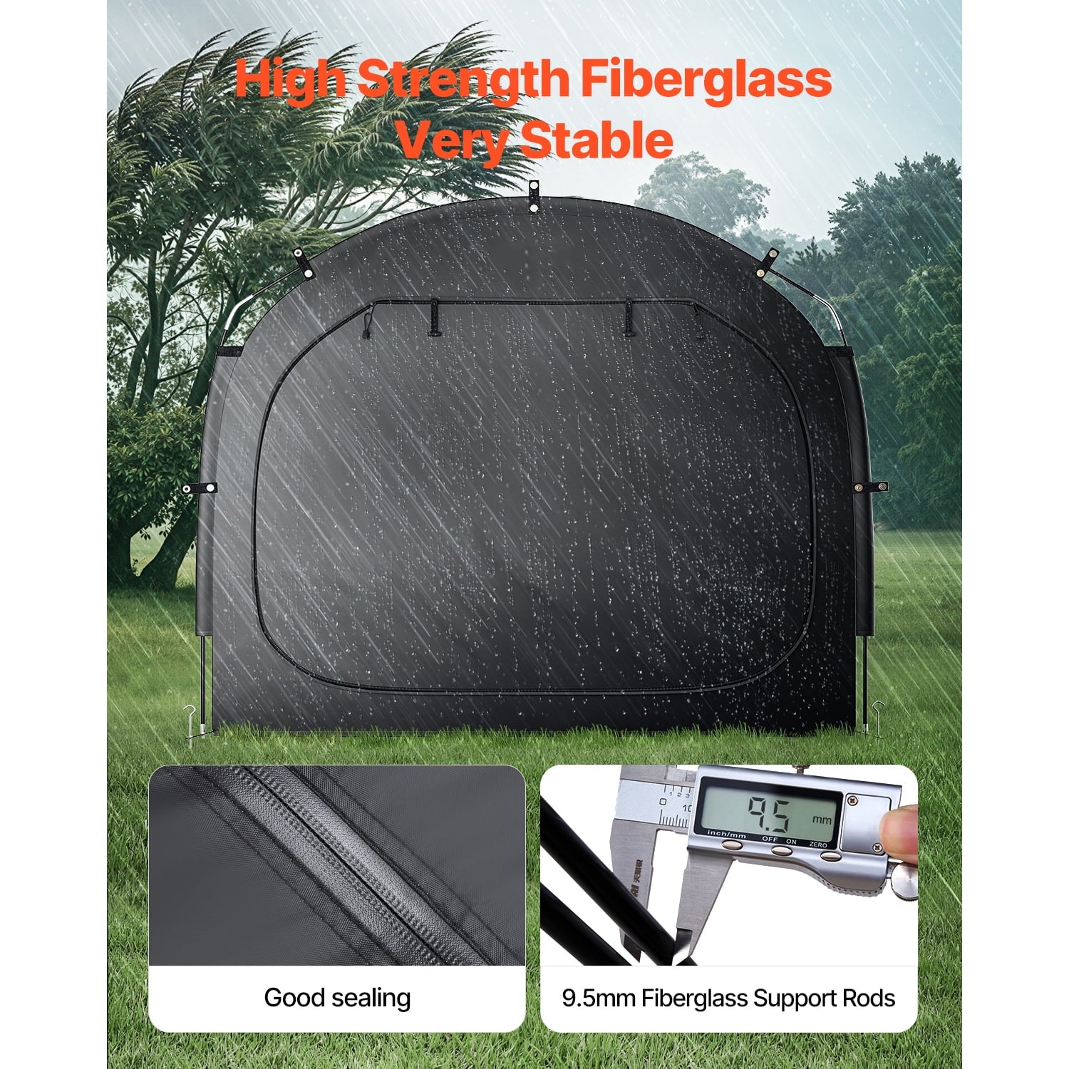 KFFKFF Bicycle Shelter, Accommodates 5 Bicycles, Roomy Outdoor Bicycle Shelter with Air Circulation Window, Water-Resistant Simple Setup Bicycle Shelter with Robust Fiberglass & Double Zippers