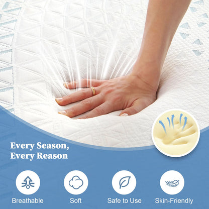 12 Inch Queen Green Tea Memory Foam Mattress for Cool Sleep & Pressure Relief, Bed in a Box, Removable Cover No Fiberglass, CertiPUR-US Certified