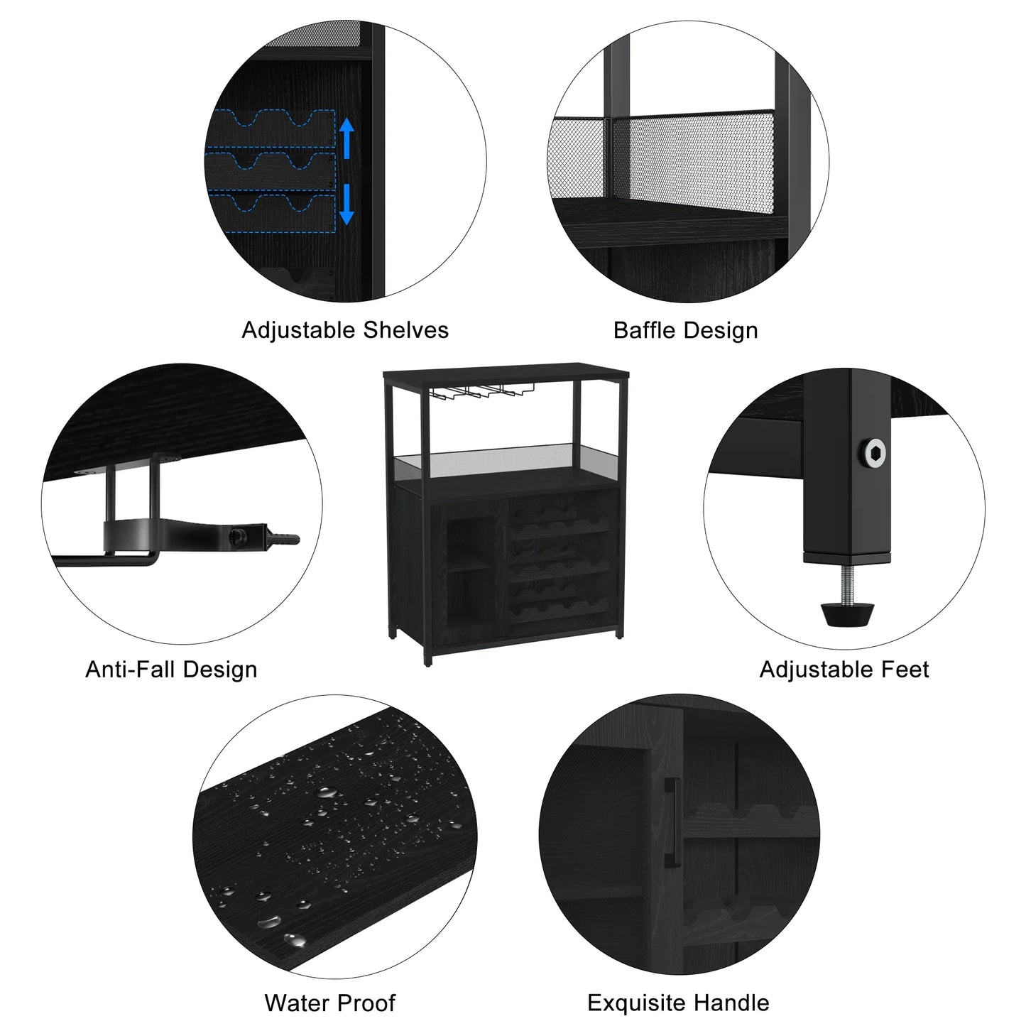 Faitaliicy Wine Bar Rack Cabinet Wine Table For Liquor With Glass Holder Detachable Wine Rack Sideboard And Buffet Cabinet Wood Coffee Bar With Mesh Door For Kitchen Living Room