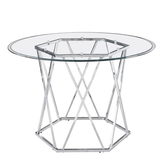Steve Silver Escondido Chrome and Glass Top Dining Table