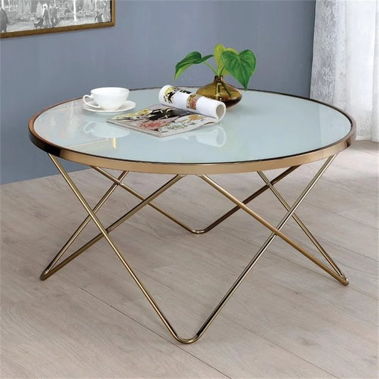 Bowery Hill Coffee Table in Frosted Glass and Champagne