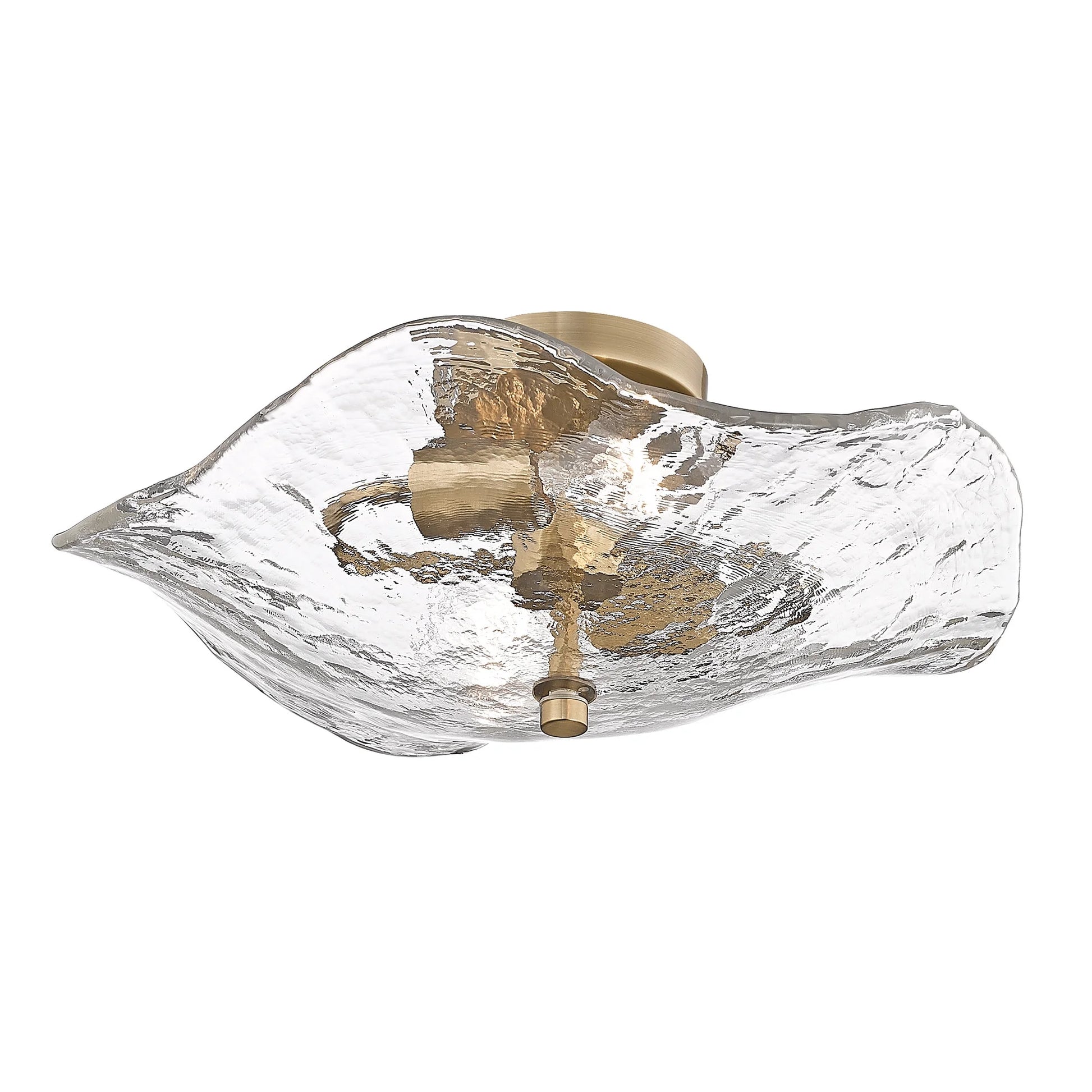 Samara 2-Light Semi-Flush in Modern Brass with Hammered Water Glass