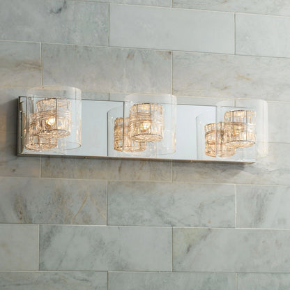 Possini Euro Design 3-Light Chrome Dimmable Vanity Light with Clear Glass Shades