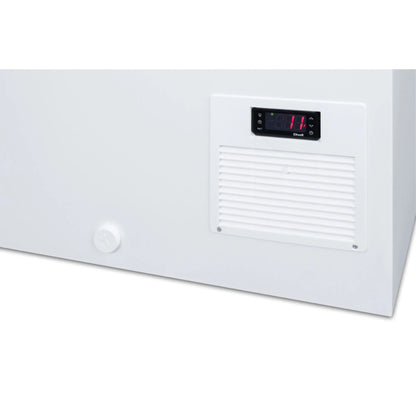 Flat top commercial ice cream freezer with sliding glass lid, digital thermostat, and novelty baskets
