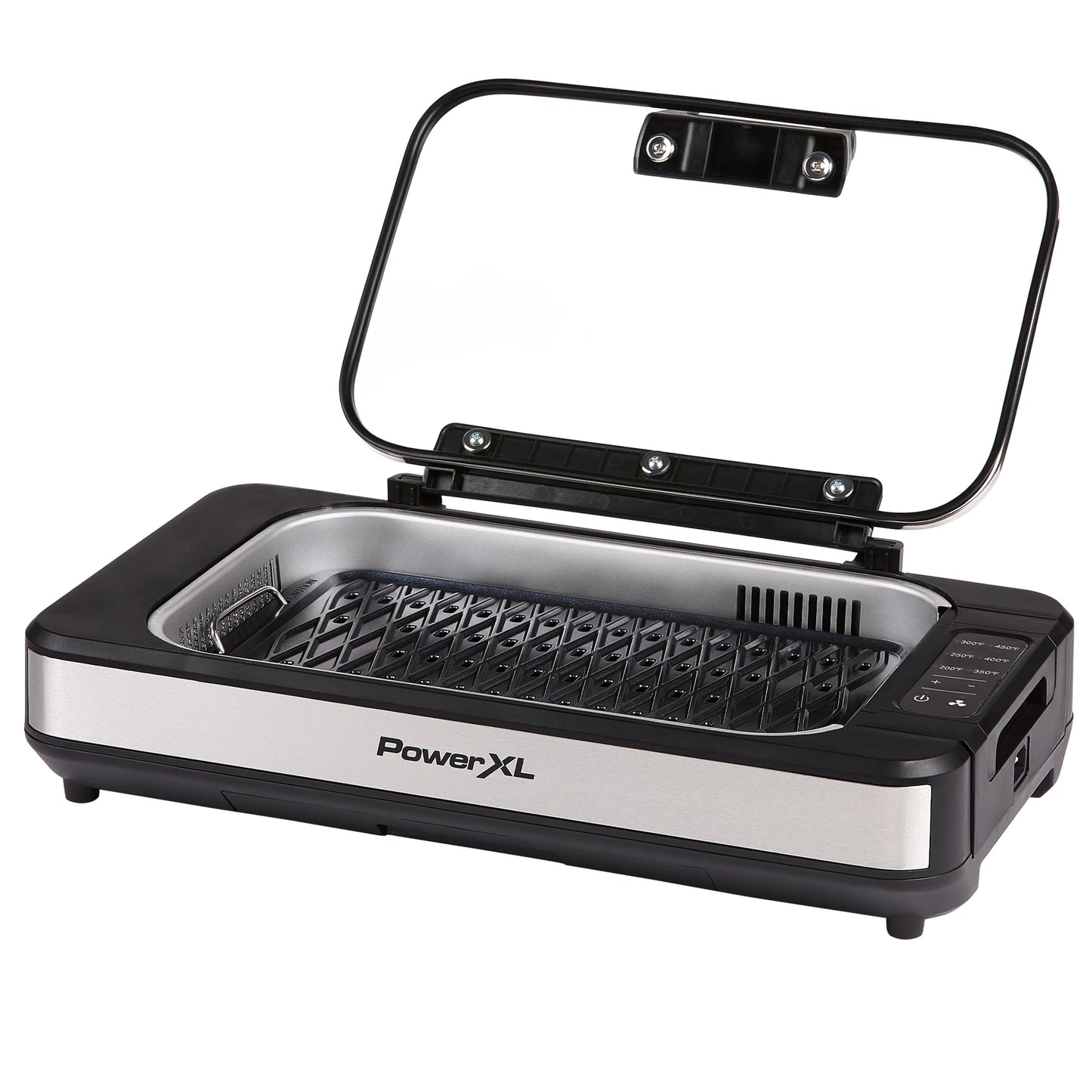 Open Box Power XL Smokeless Grill Elite Plus Indoor Electric Grill with Tempered Glass Lid, Non-Stick, Black