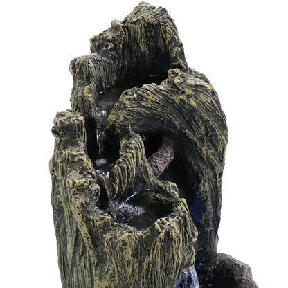 Sunnydaze Cavern of Mystery Fiberglass Concrete Outdoor Water Fountain with Lights