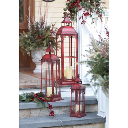 Lantern (Set Of 3) 19.75"H, 28"H, 37"H Metal, Glass