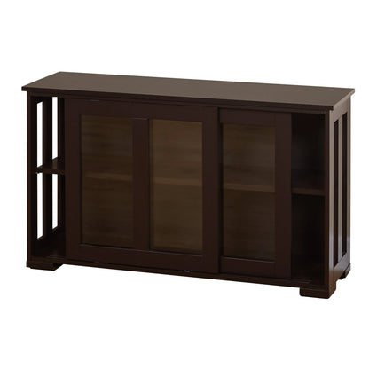 TMS 42°?Wide Contemporary Tempered Glass Sliding Door Stackable Dining Room Sideboard, Espresso Brown Finish