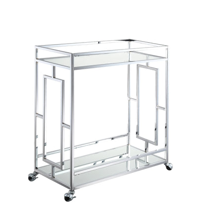 Convenience Concepts Town Square 2 Tier Bar Cart, Glass/Mirror/Chrome