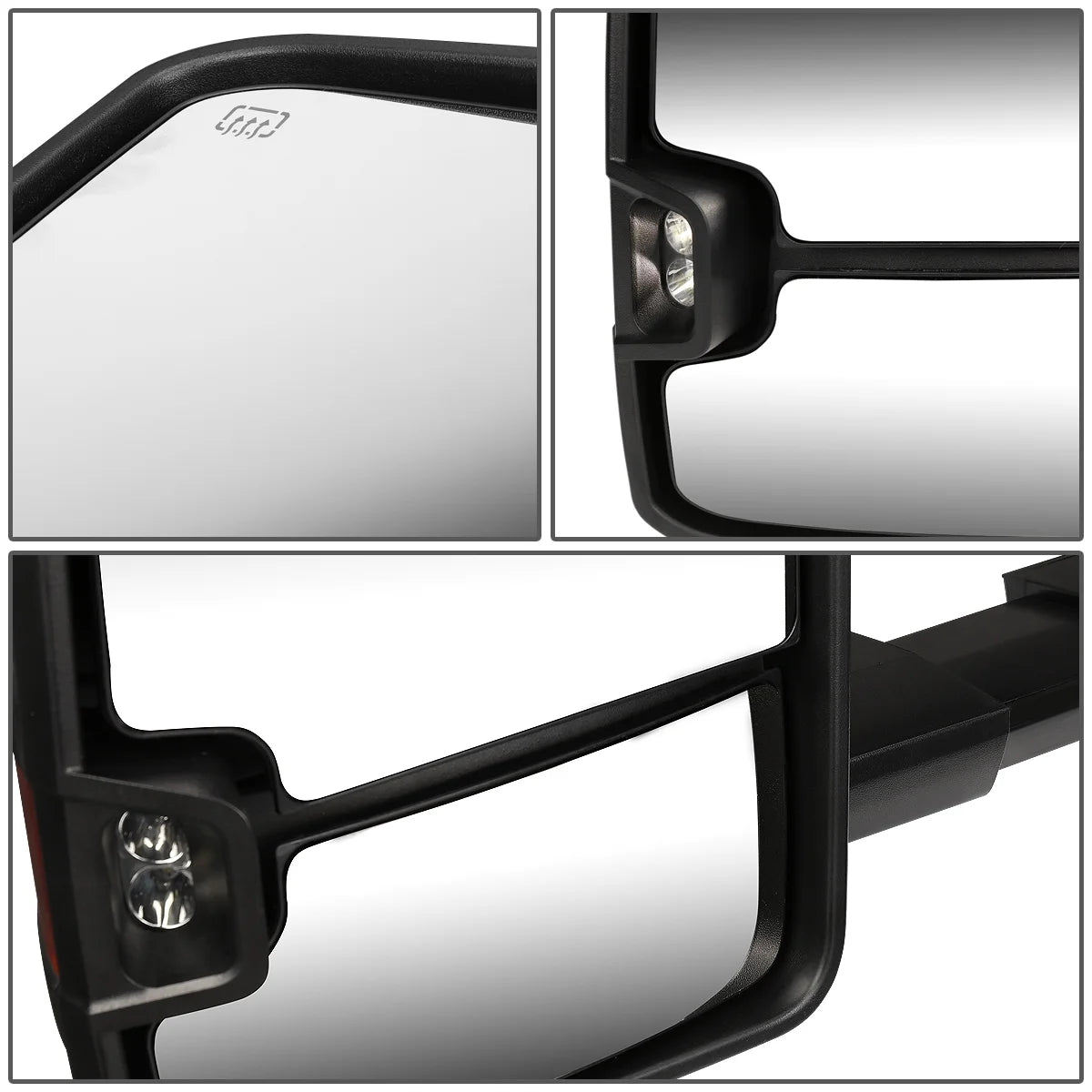 DNA Motoring TWM-016-T888-BK-AM For 2014 to 2017 Silverado/Sierra K2XX Pair of Black Powered + Heated Signal Glass + Manual Extenable Side Towing Mirrors 16