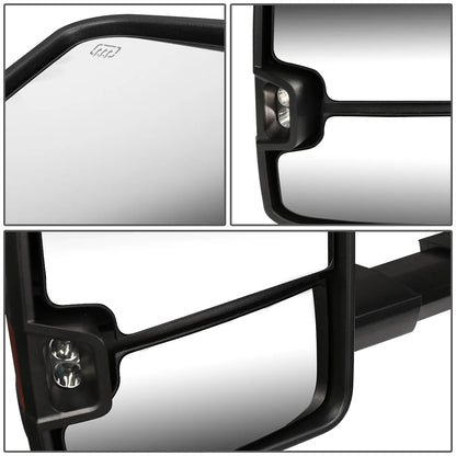 DNA Motoring TWM-016-T888-BK-AM For 2014 to 2017 Silverado/Sierra K2XX Pair of Black Powered + Heated Signal Glass + Manual Extenable Side Towing Mirrors 16