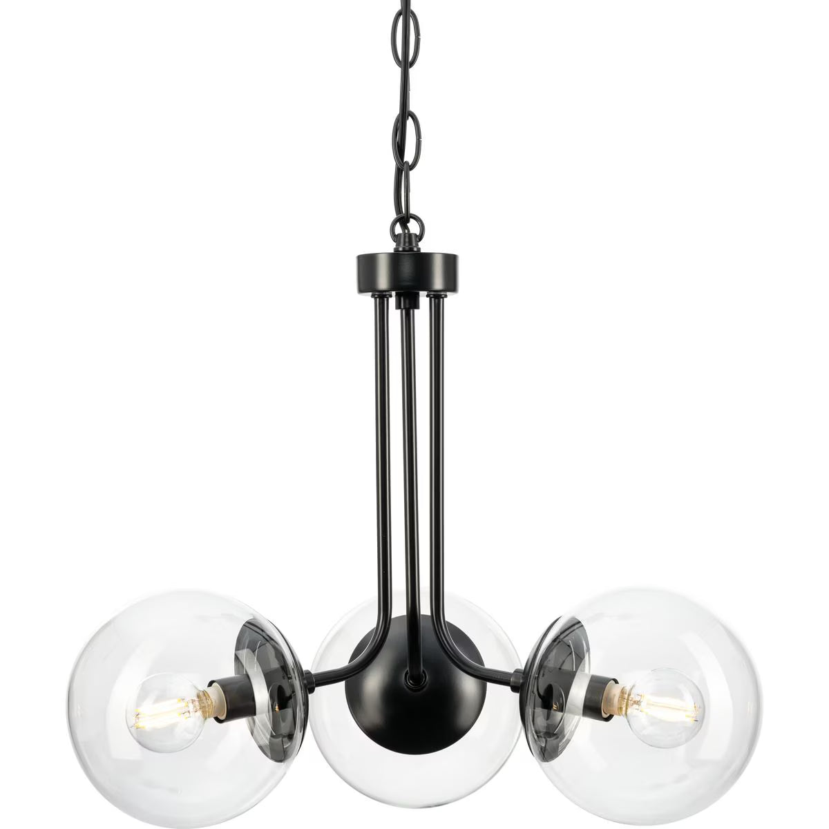 Avec Merrit Collection 3-Light Brushed Gold Contemporary Chandelier with Clear Glass Globe Shades