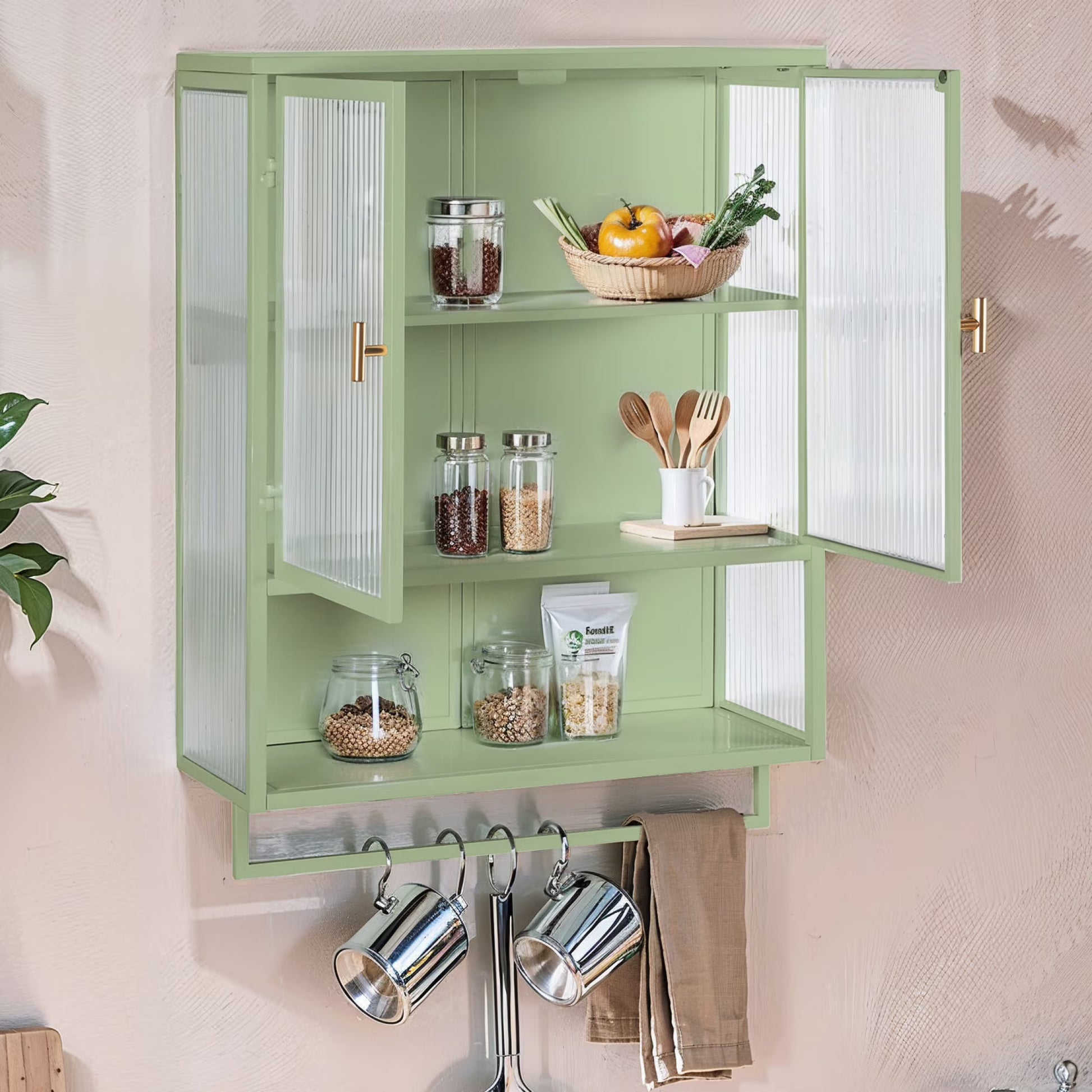 Heyizhuo 23.62" Glass Doors Modern Two-door Wall Cabinet