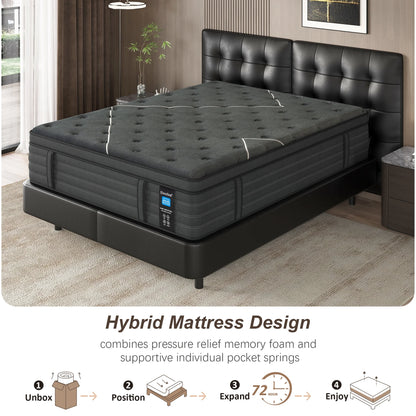Slecofom Extra Firm Twin Mattress , 14 Inch Twin Size Mattress, Memory Foam Hybrid with Extra Lumbar Support, Back Pain Relief& Cool Sleep, Firm Foam Encased Edge,Motion Isolation,Fiberglass-Free