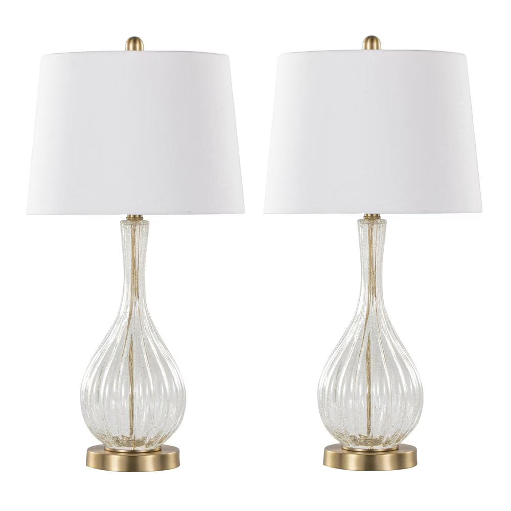 LumiSource Clear Jenny 27" Glass Table Lamp - Set of 2
