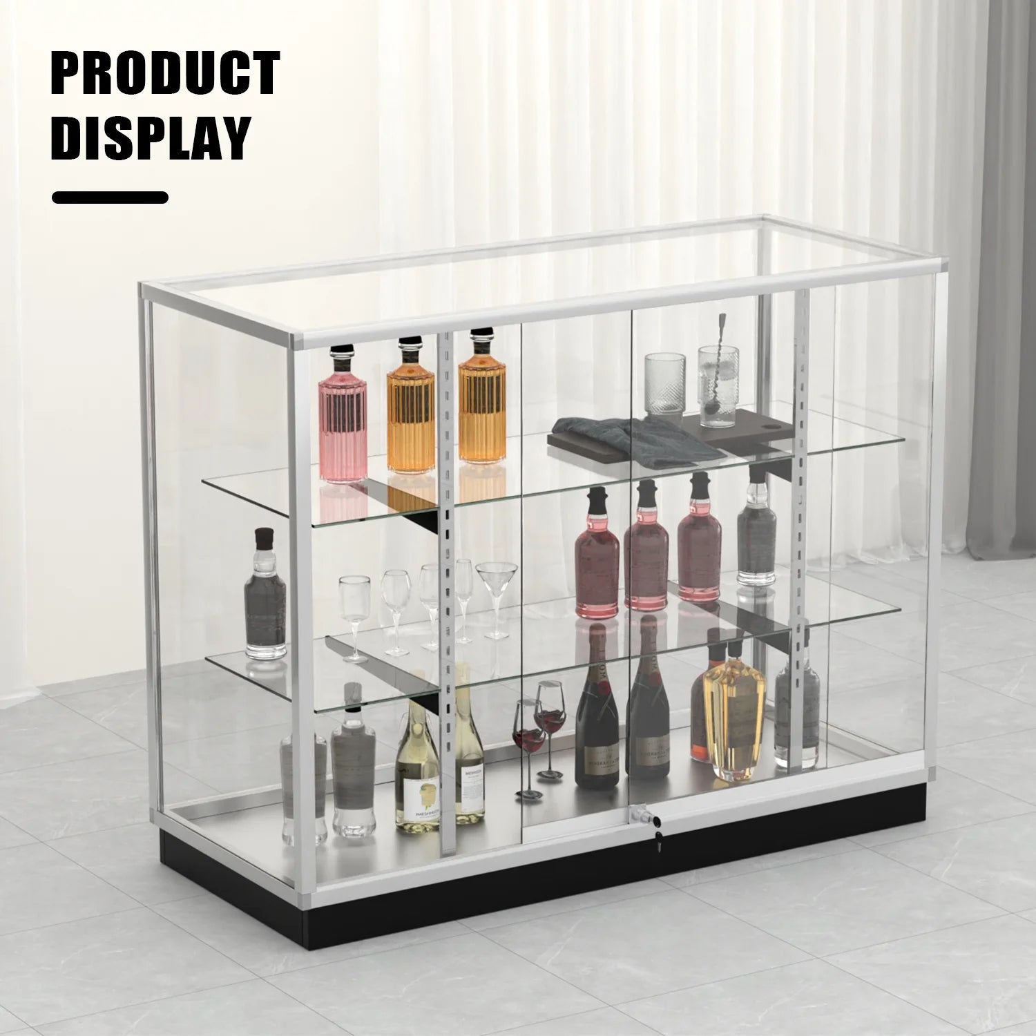 48° D * 20° W * 38° H - full vision glass display case