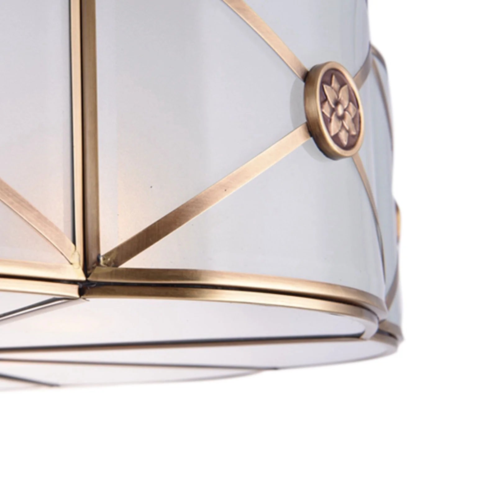 Miumaeov Semi Flush Mount Ceiling Light Fixture 4-Light White Drum Glass Boho Decor Bedroom Kitchen Dining Living Room Entry Foyer Hallway W 18'' X H12''