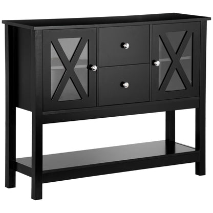 HOMCOM Coffee Bar Cabinet, Sideboard Buffet Cabinet, Kitchen Cabinet with Storage Drawers and Glass Door for Living Room, Entryway, White