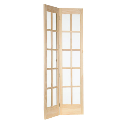 AWC Traditional Divided Glass Bifold Door fits 24"w x 80"h Unfinished Pine