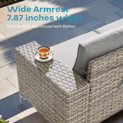 Ovios 8 Pieces Wicker Patio Furniture Sets Outdoor Conversation Sectional Sofa with Swivel Chairs & Glass Coffee Table