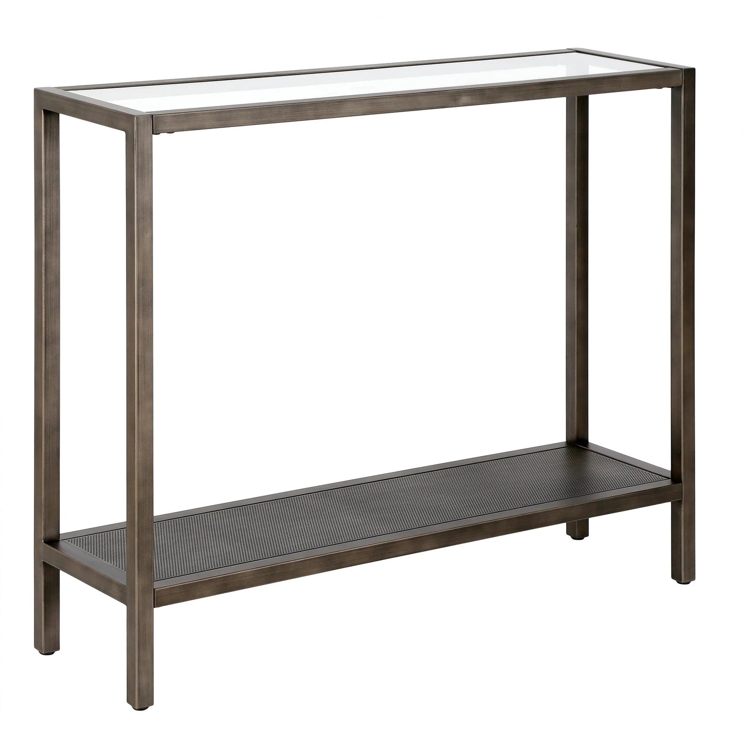 Evelyn& Zoe Contemporary Metal Console Table with Glass Top