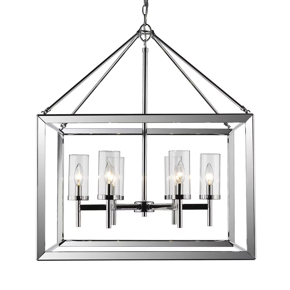 Golden Lighting Smyth 6-Light Chandelier in Chrome with Clear Glass