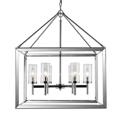 Golden Lighting Smyth 6-Light Chandelier in Chrome with Clear Glass