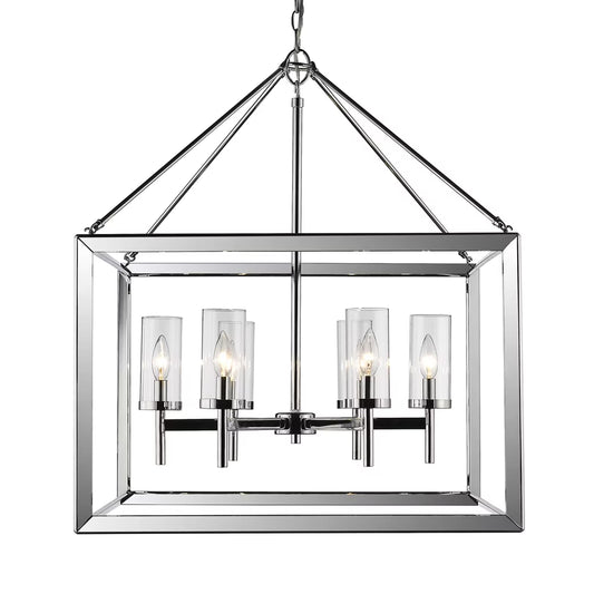 Golden Lighting Smyth 6-Light Chandelier in Chrome with Clear Glass
