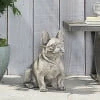 DUOSONG Dog Garden Sculpture Gray Glass Garden & Outdoor Water Fountains