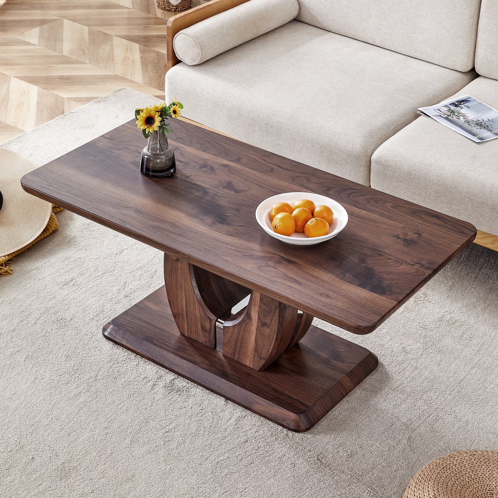Coffee Tables Contemporary Minimalist Double Layer Tempered Glass Coffee Table - 27.5" Top and 23.6" Bottom.Reinforced Glass Tabletop,Stainless Steel Silver Plated Legs.,End Tables