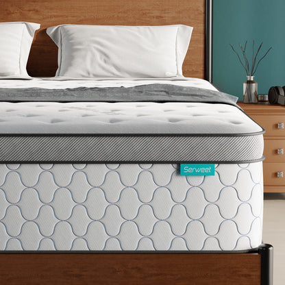 Size Mattress, Serweet 12 Inch Gel Memory Foam Hybrid Mattress in a Box, Fiberglass Free, Breathable Bed Mattress for Cooler Sleep Supportive & Pressure Relief, Medium Firm Feel