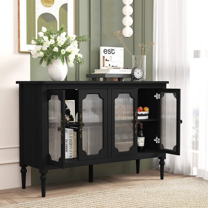 HLR 47.6" Modern Vintage Sideboards Buffet Cabinet with 4 Lattice Glass Door, Green