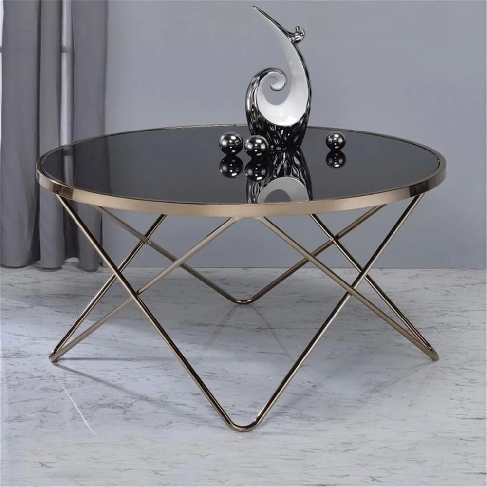 Bowery Hill Coffee Table in Frosted Glass and Champagne