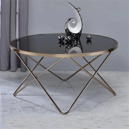 Bowery Hill Coffee Table in Frosted Glass and Champagne