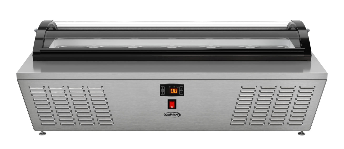 45 in. Countertop Ice Cream Display Freezer with Curved Glass Top and 6 Pans
