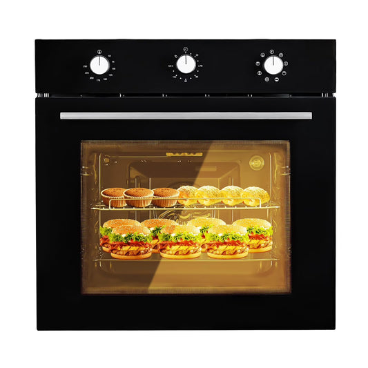 RIEDHOFF 24°?Single Wall Oven, 2.5 Cu.Ft Built-in Electric Single Wall Ovens with Mechanical Knobs, Double-Layered Glass Door, 5 Cooking Functions, 3000W 240V Ideal for Kitchen Oven