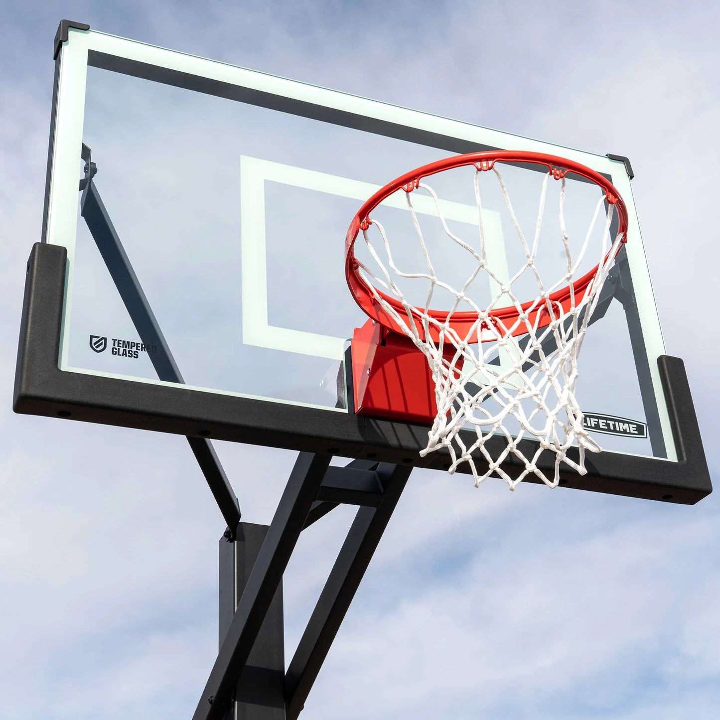 Lifetime 54-Inch Tempered Glass Bolt Down Basketball Hoop with Mammoth Lift Adjustment & Spring Flex Rim - Model 90965-Outdoor Play